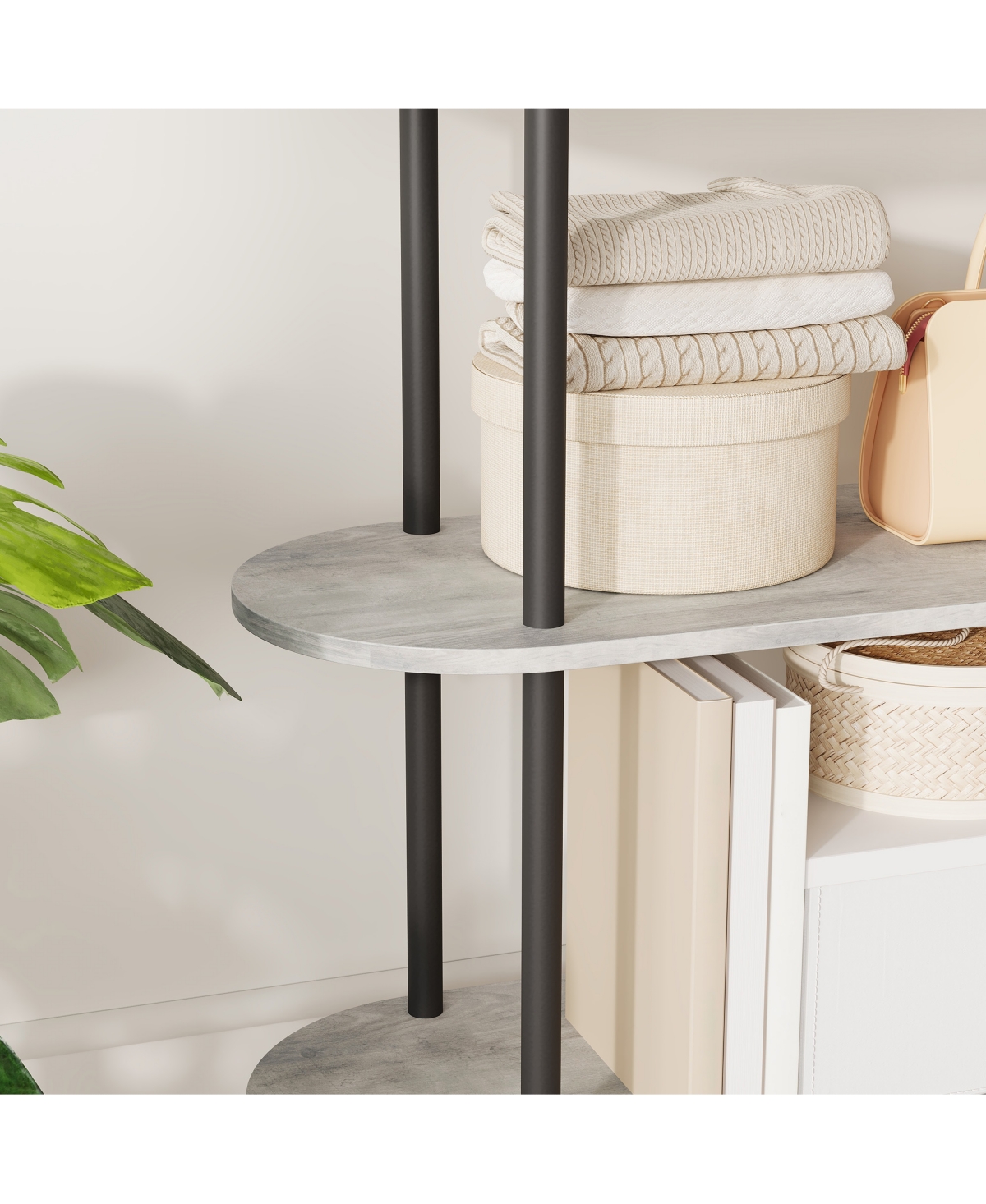 homfan Arched Bookshelf with 5-Tier Shelves, Industrial Open Bookcase for Living Room Home Office