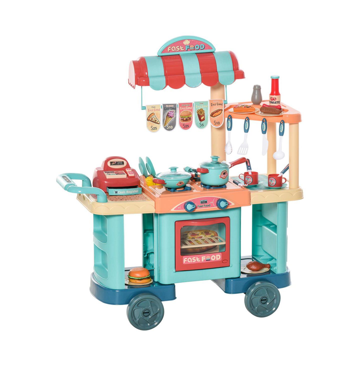 Детский игровой набор YOBTOP Food Stand Interactive Cash Register 50-Piece Playset, Ages 3-6 — фото 1