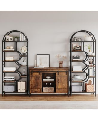 9-Tier Arched Freestanding Bookshelf, Sturdy Metal Frame Multi-layer Storage Display Shelf for Home Office Decor