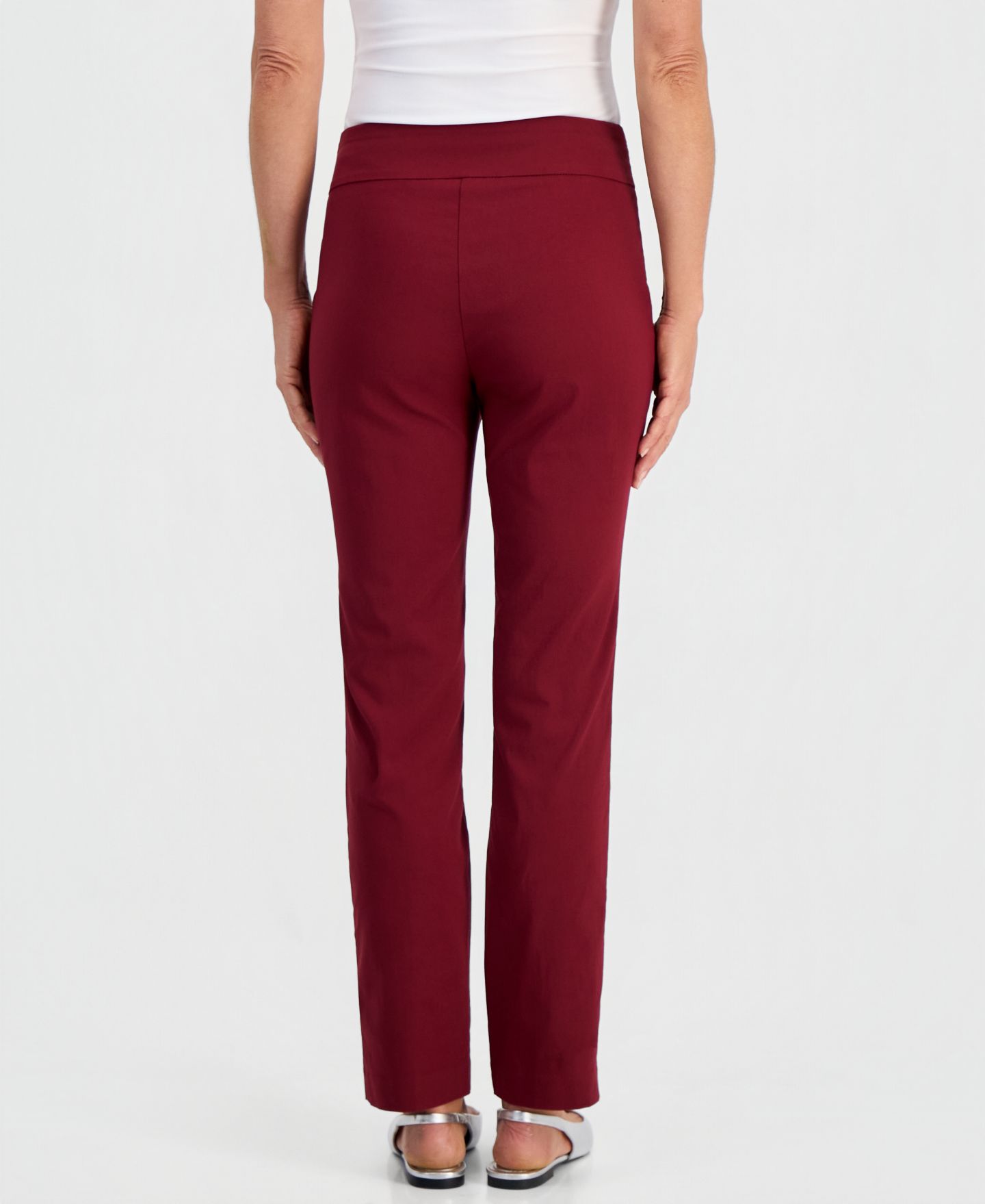 Женские брюки JM Collection Petite Studded-Rivet Slim-Leg Pants, Petite & Petite Short, цвет: Вишнёвый — фото 2