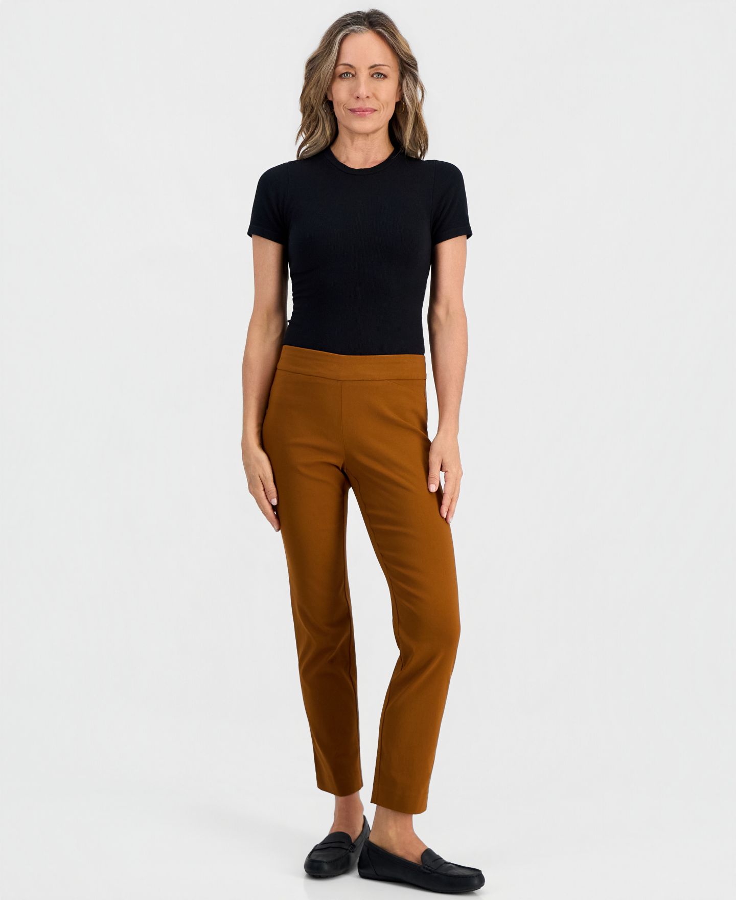 Женские брюки JM Collection Cambridge Woven Pull-On Pants, Pp-Xxl, цвет: Коричный — фото 2