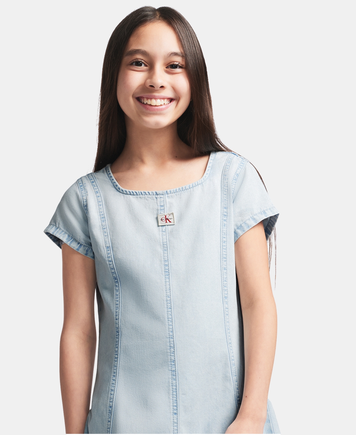 Calvin Klein Girls' 7-16 Denim Panelled Dress