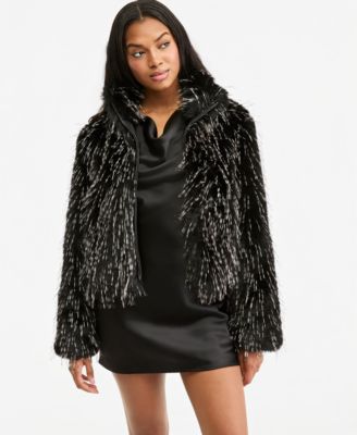 Women's Faux Fur Stand Collar Zip-Front Jacket