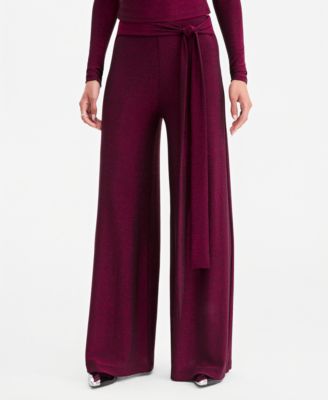 Women's Metallic-Knit Wide-Leg Pants