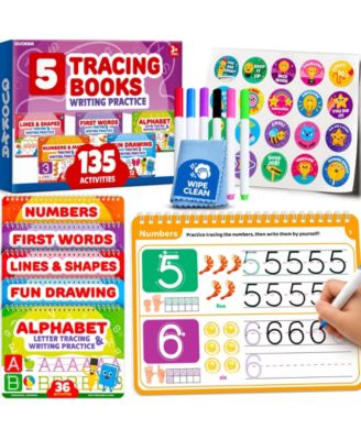 Tracing Books for Kids Ages 3-5 - Dry Erase Activity Books for Kids Ages 3-5 - Writing Practice Workbook with Markers