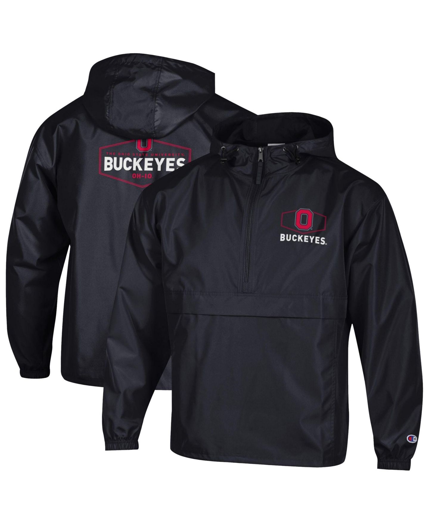 Мужская куртка Champion Black Ohio State Buckeyes Delay Packable Half-Zip — фото 1