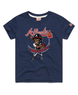 Big Boys and Girls Ronald Acu&ntilde;a Jr. Navy Atlanta Braves Caricature Tri-Blend T-Shirt