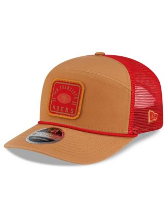 Men's Brown/Scarlet San Francisco 49ers Team Patch Split Panel 9SEVENTY Adjustable Trucker Hat