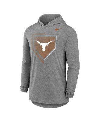 Men's Gray Texas Longhorns 2026 NCAA Baseball Men's College World Series Dugout Long Sleeve Hooded T-Shirt