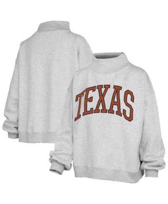 Women's Heather Gray Texas Longhorns Oversized Nelson Mock Neck Sweatshirt