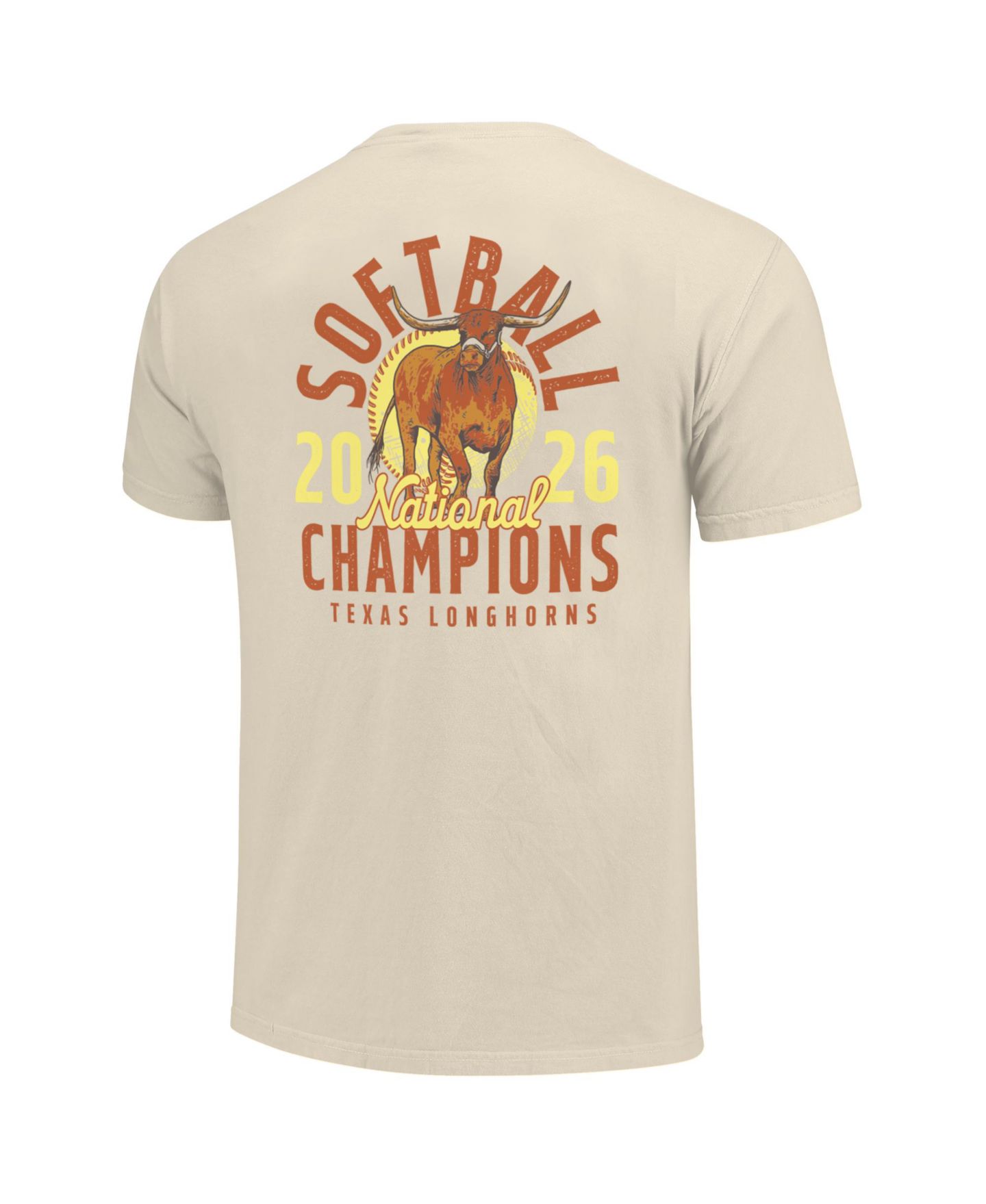 Футболка Image One Cream Texas Longhorns 2026 NCAA Softball Women's College World Series Mascot Overlay — фото 2