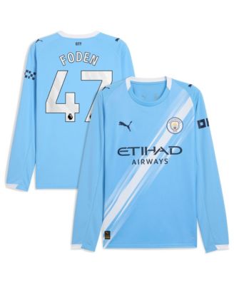 Men's Phil Foden Sky Blue Manchester City 2025/26 Home Replica Long Sleeve Player Jersey
