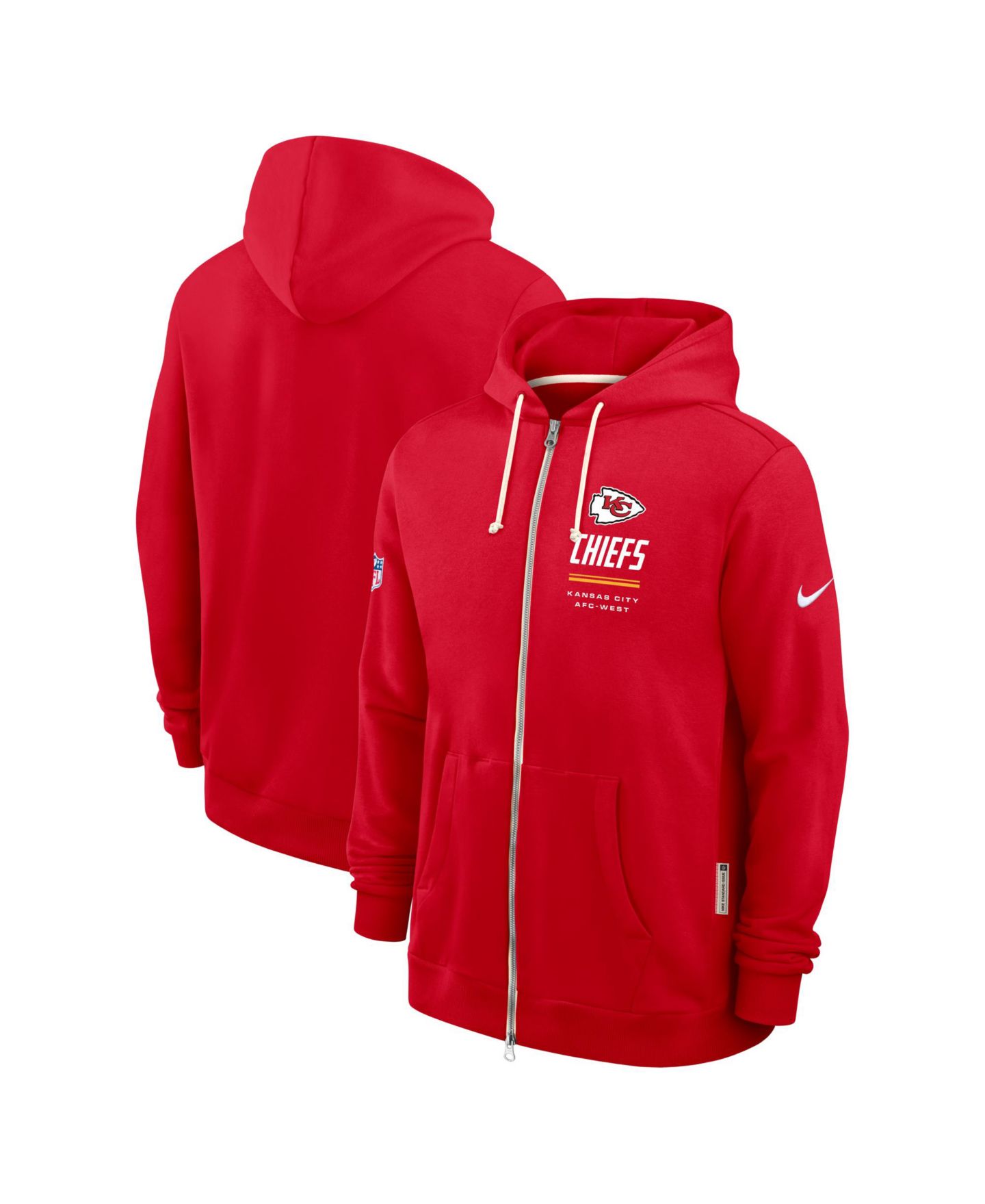 Мужская худи Nike Kansas City Chiefs Sideline Standard Issue Dri-FIT на молнии, Red — фото 1