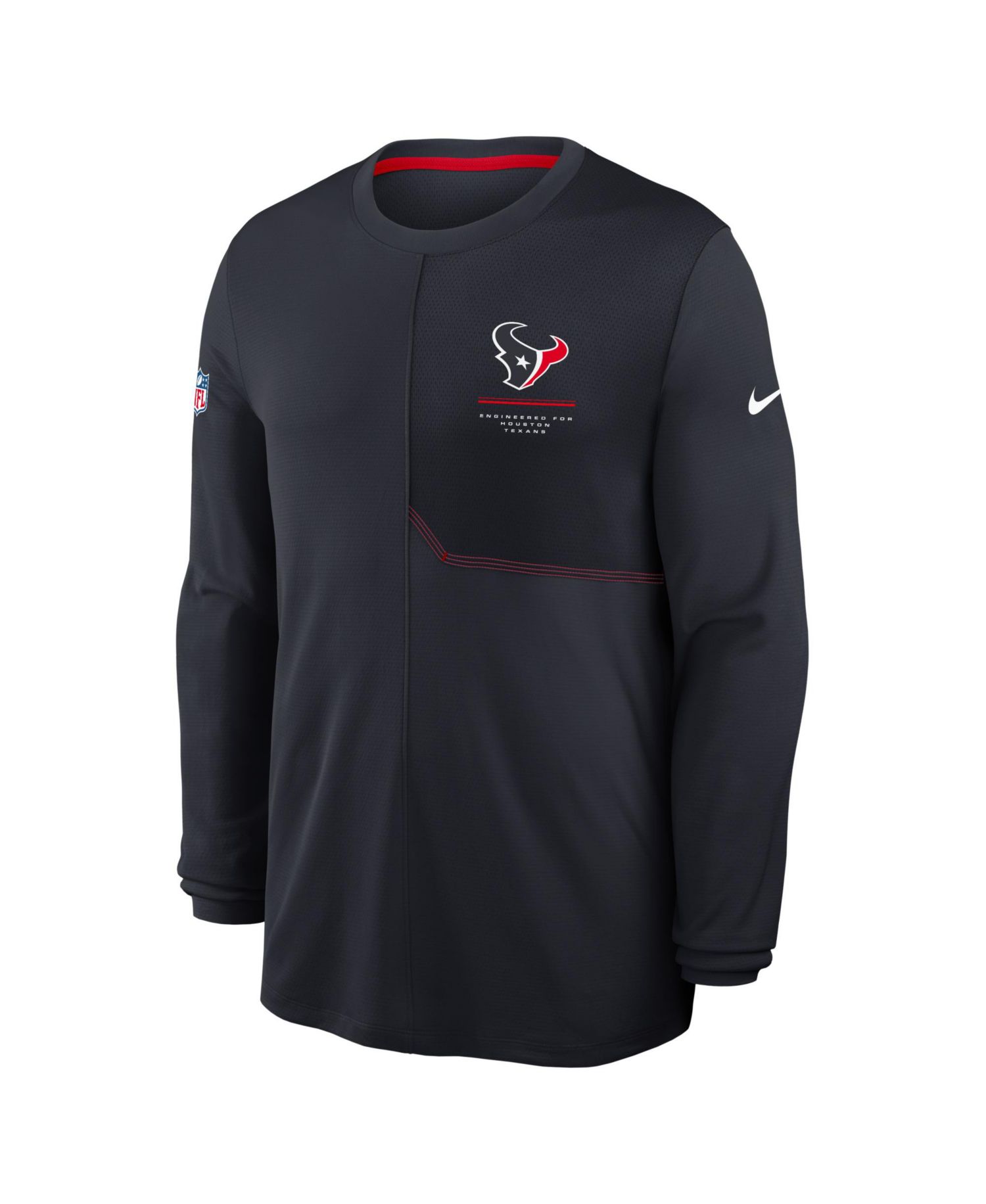 Men's Navy Houston Texans Sideline Coaches UV Dri-FIT Long Sleeve Shirt