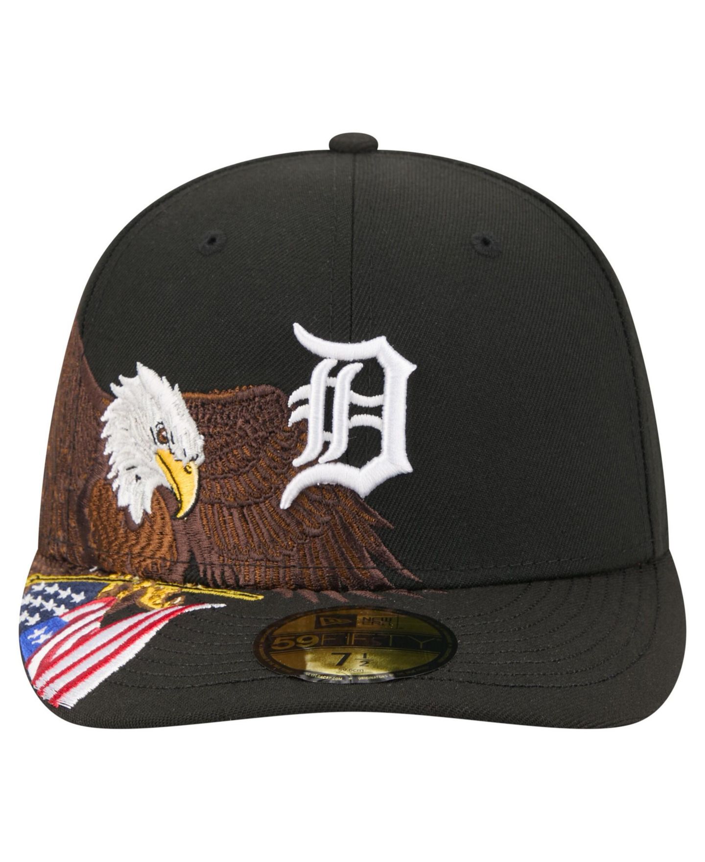 Мужская кепка New Era Black Detroit Tigers Americana Bald Eagle Pre-Curved 59FIFTY Fitted Hat — фото 2