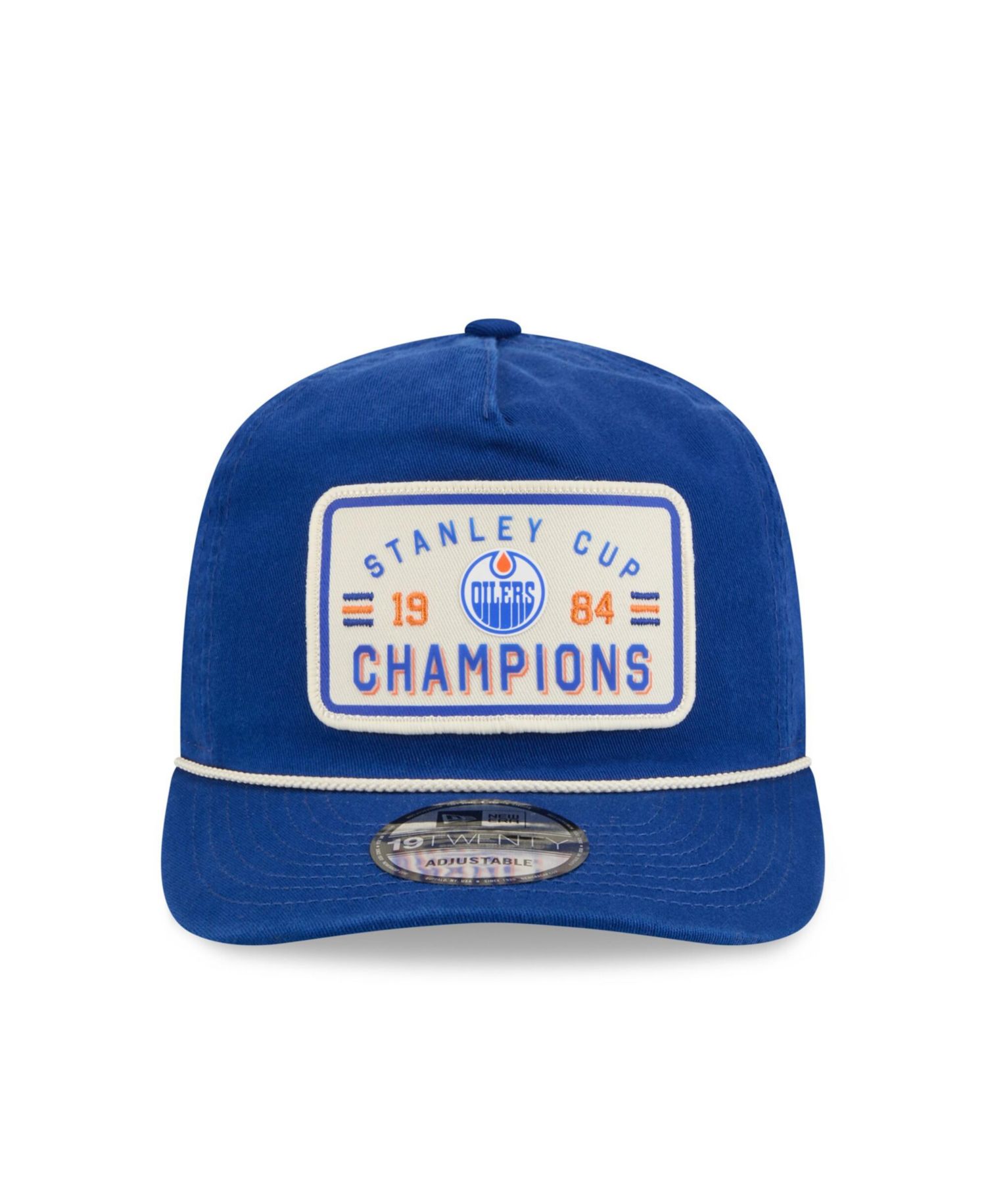 Men's Royal Edmonton Oilers Throwback Stanley Cup Champions Side Patch 19TWENTY Adjustable Hat