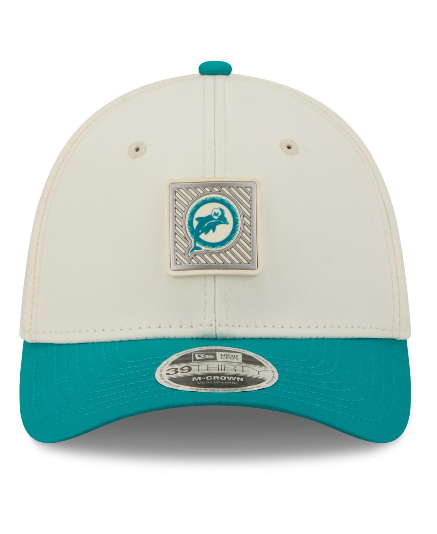 Мужская кепка New Era Cream/Aqua Miami Dolphins 2026 NFL Training Camp 39THIRTY Flex Hat — фото 2
