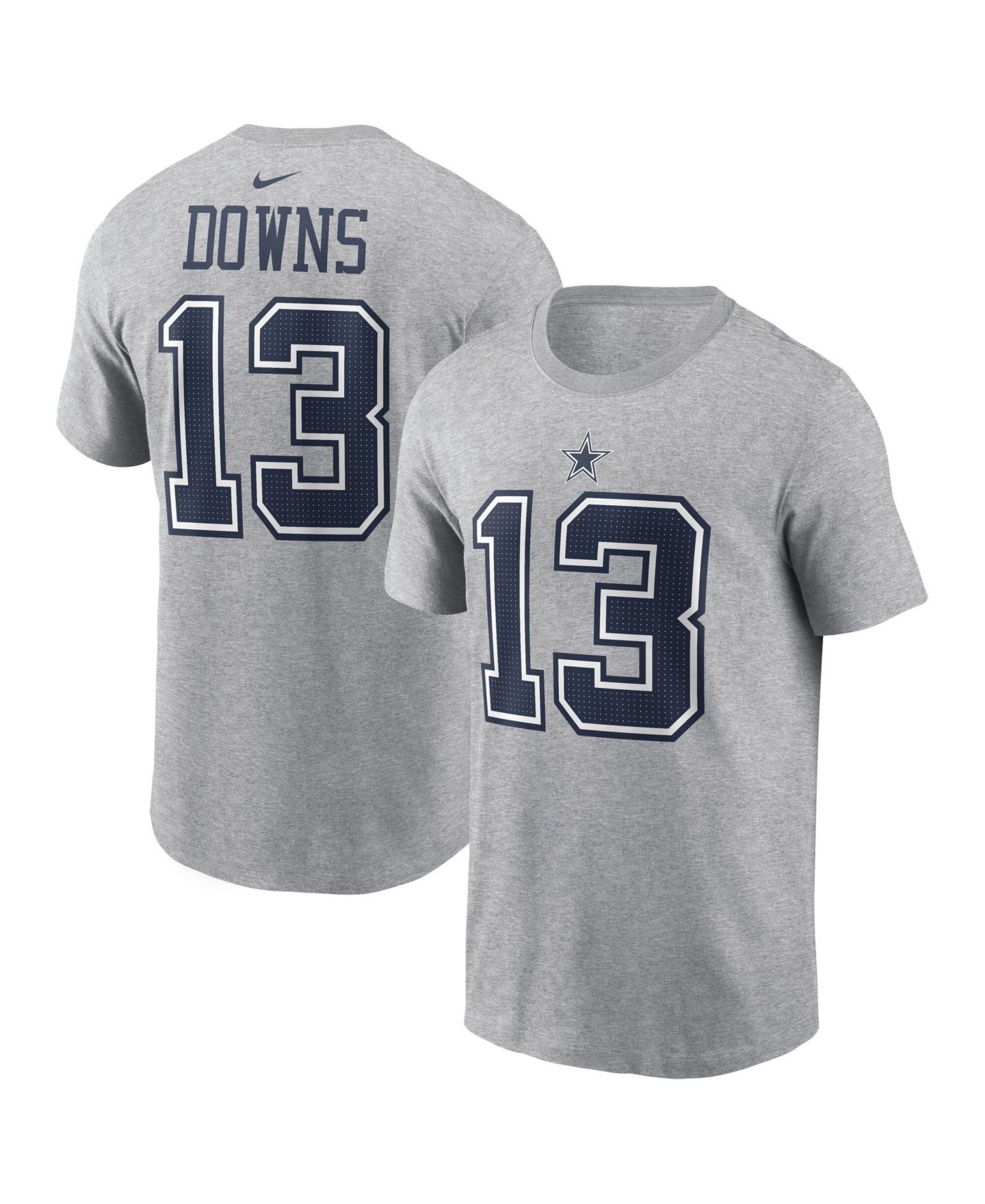 Мужская футболка Nike Caleb Downs Heather Gray Dallas Cowboys 2026 NFL Draft Name & Number — фото 1