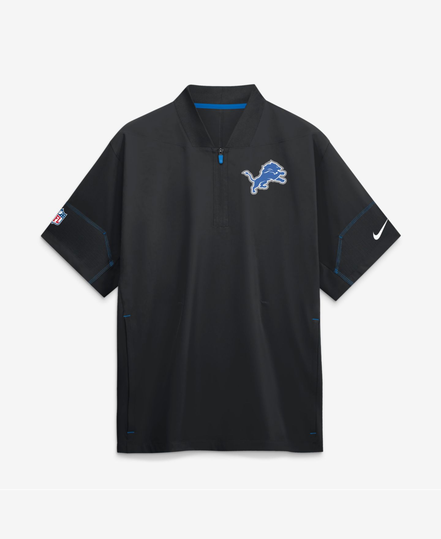 Мужская куртка Nike Black Detroit Lions Sideline Short Sleeve Quarter-Zip Coaches — фото 1