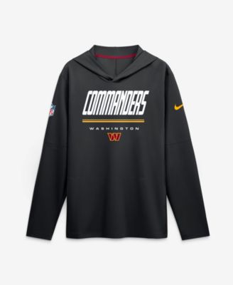 Men's Black Washington Commanders Sideline Lightweight Long Sleeve Hooded Dri-FIT T-Shirt