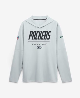 Men's Platinum Green Bay Packers Sideline Lightweight Long Sleeve Hooded Dri-FIT T-Shirt