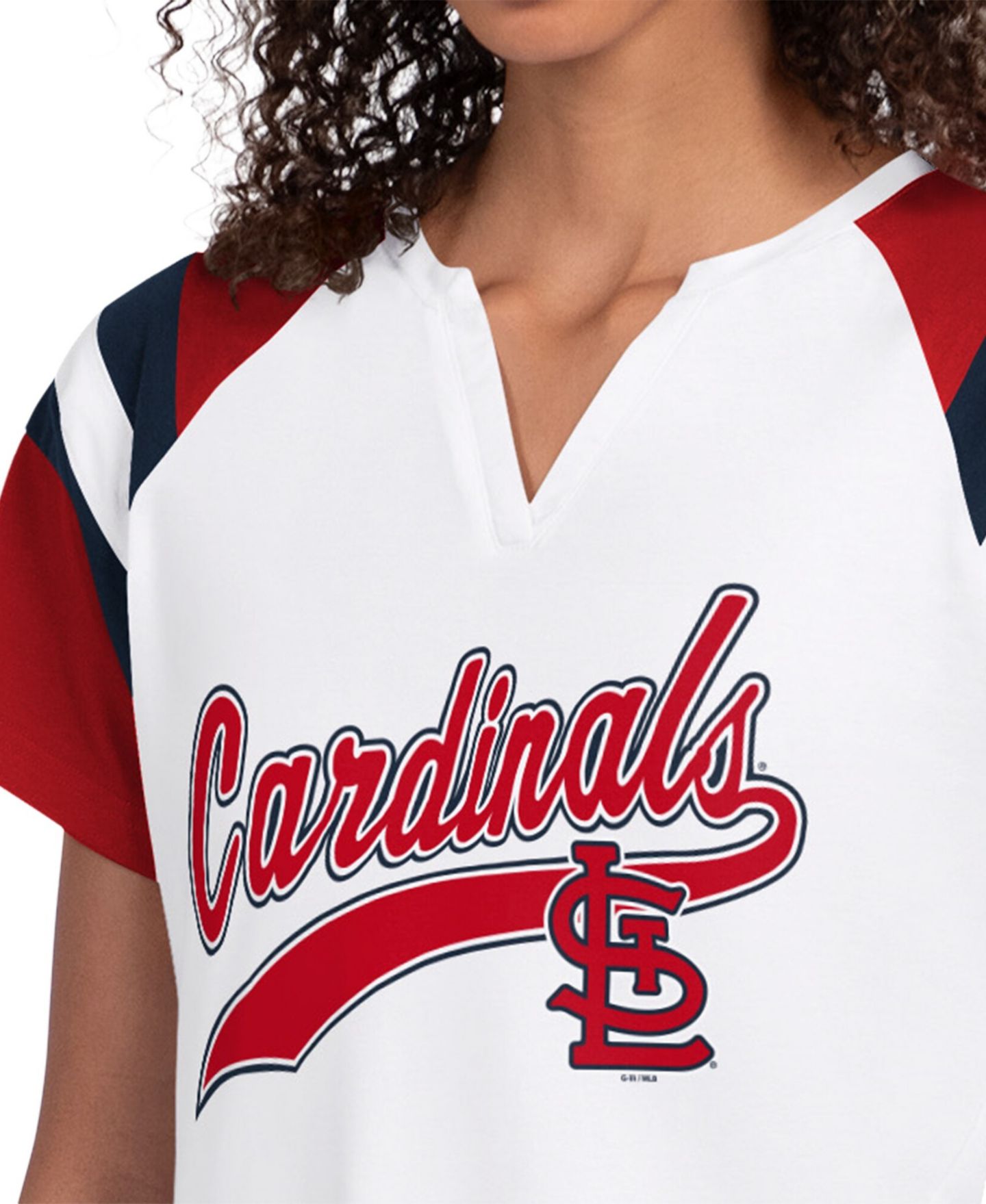 Женская футболка Starter White St. Louis Cardinals Game On Notch Neck Raglan — фото 3