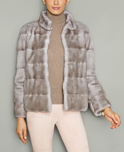 The Fur Vault Mink Fur Stand-Collar Jacket