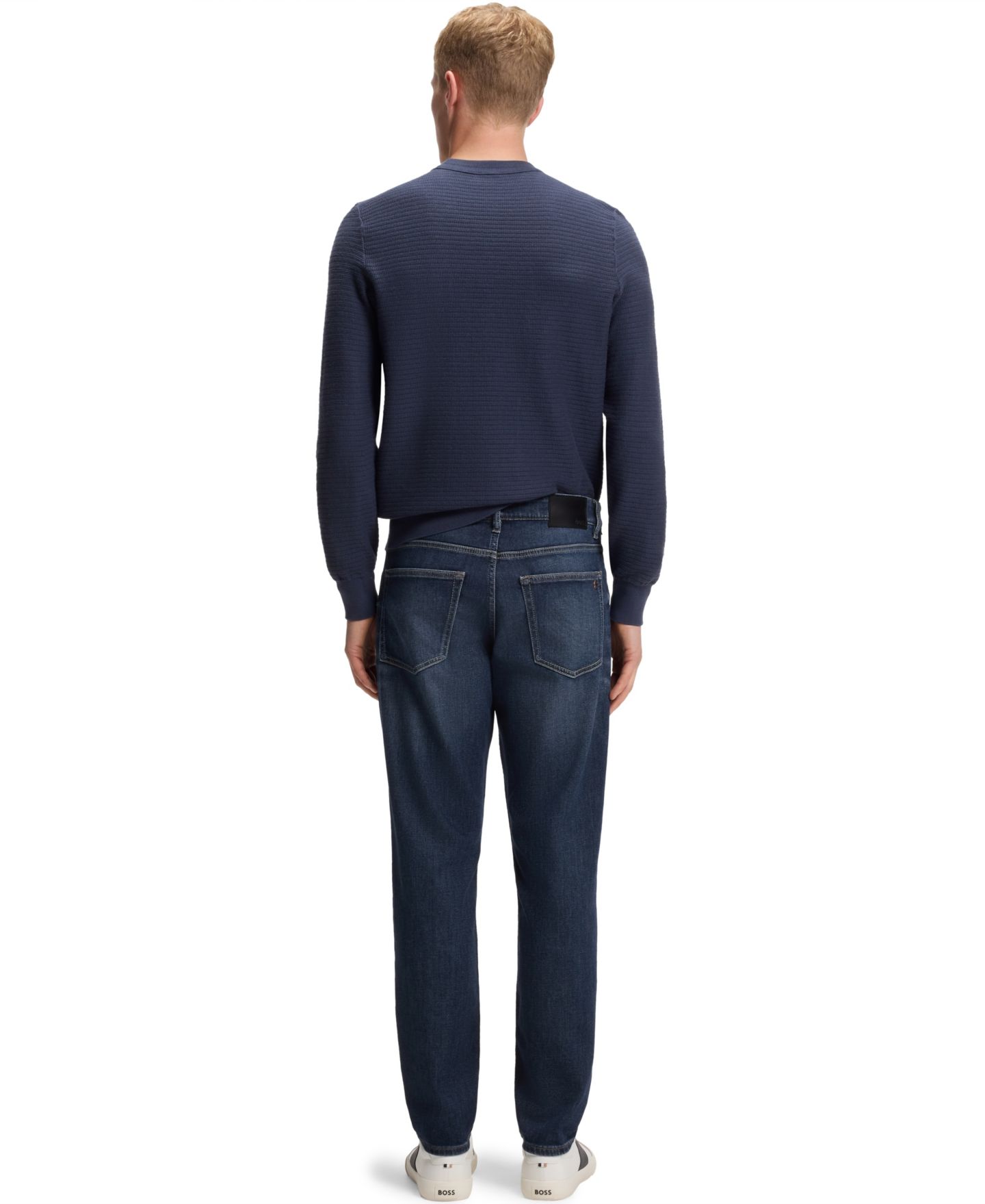 Мужские джинсы Hugo Boss Stretch Cotton Contrast Stitching Tapered-Fit, цвет: Синий — фото 3