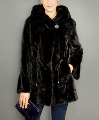 mink fur hooded coat