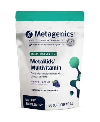 MetaKids Multivitamin Soft Chews Complete Daily Vitamin for Kids With Vitamins A, C, D, E and B 60 Chewable Servings, Grape Flavor