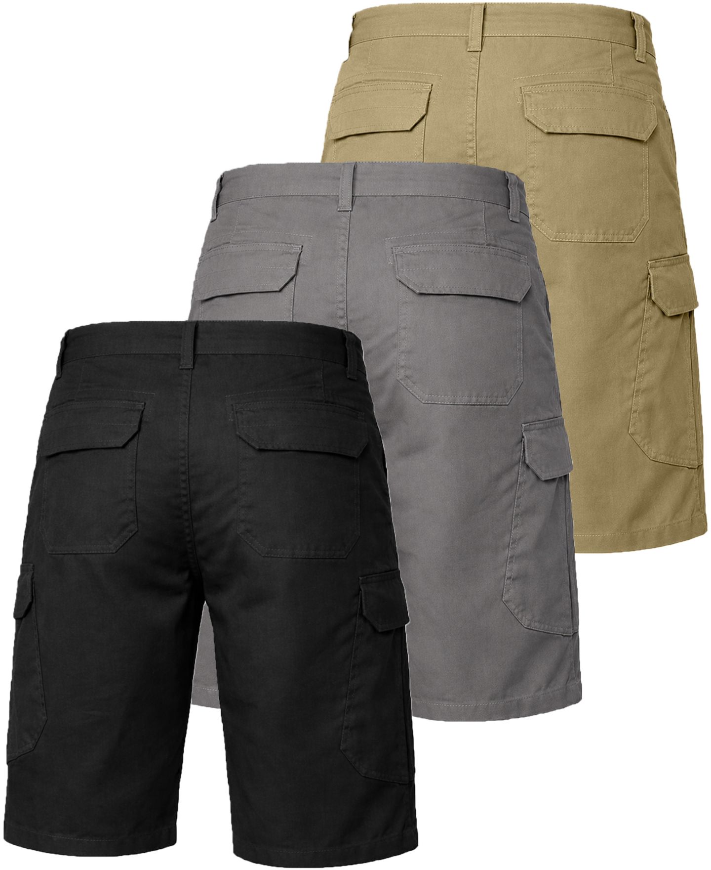 Мужские шорты Blu Rock Cotton Flex Stretch Cargo Shorts, 3-Pack, 11" inseam, цвет: Чёрный / Серый — фото 4