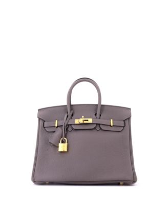Birkin 25 Handbag Grey Togo with Gold Hardware