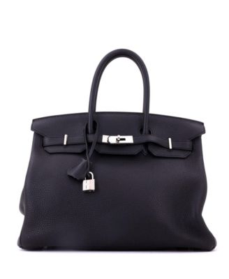 Birkin 35 Handbag Black Clemence with Palladium Hardware