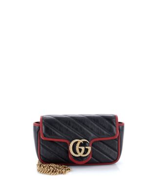 Super Mini GG Marmont Flap Bag Diagonal Quilted Leather