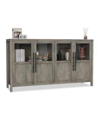 Buffet Cabinet with Glass Doors and Storage, Sideboard for Kitchen, Dining Room, Living Room