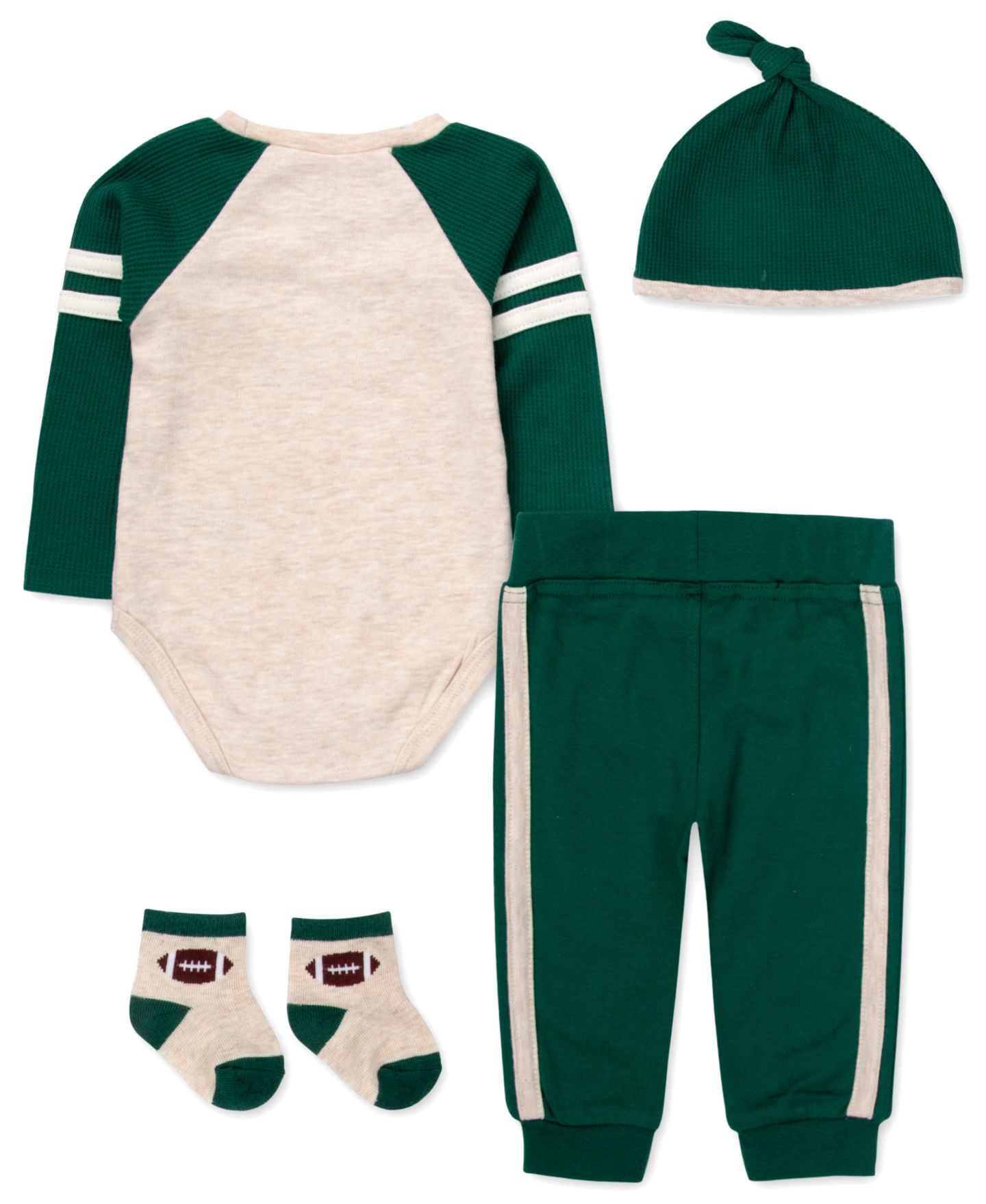 Комплект Baby Essentials Sunday Funday with Daddy: боди, джоггеры, носки, шапочка, цвет: Зелёный — фото 2