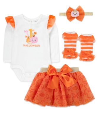 Baby Girls' My 1st Halloween Bodysuit, Skirts,  Leg Warmers and Headband, 4-Piece Set