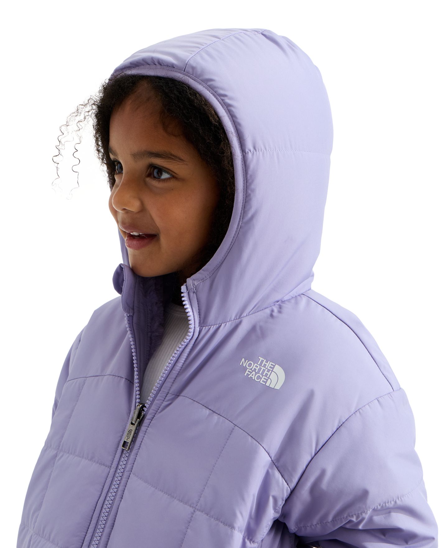 Куртка The North Face Reversible Shasta Full-Zip Hooded Jacket для девочек, цвет: Бледный сливовый — фото 5