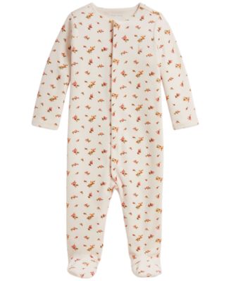 Baby Girls' Floral Velour Footed Coverall
