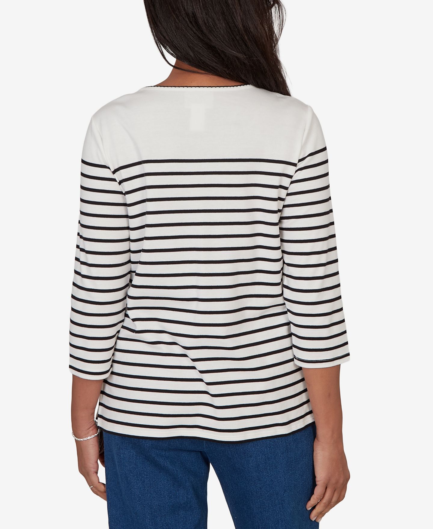 Женский топ Alfred Dunner Petite Sunflower Stripe Knit, цвет: Чёрный — фото 5