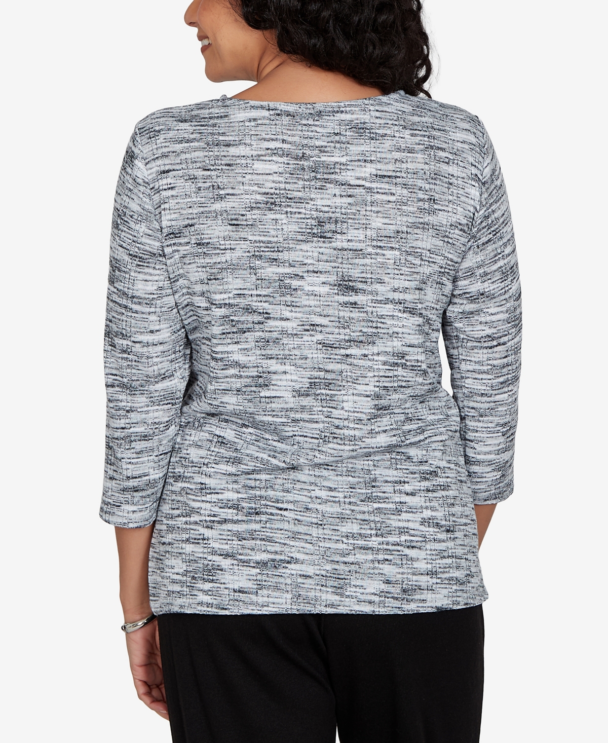 Alfred Dunner Petite Space Dye Top with Necklace