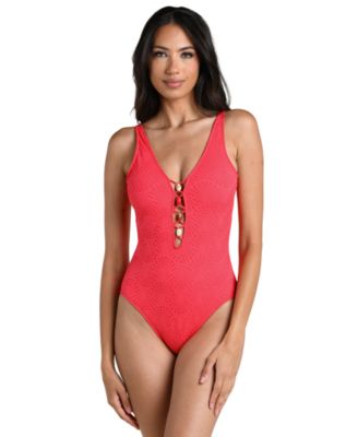 Women's Shellbound Plunge V-Neck One-Piece Swimsuit