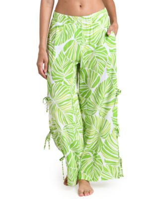 Women's Serene Palm Print Pull-On Swim Cover-Up Pants