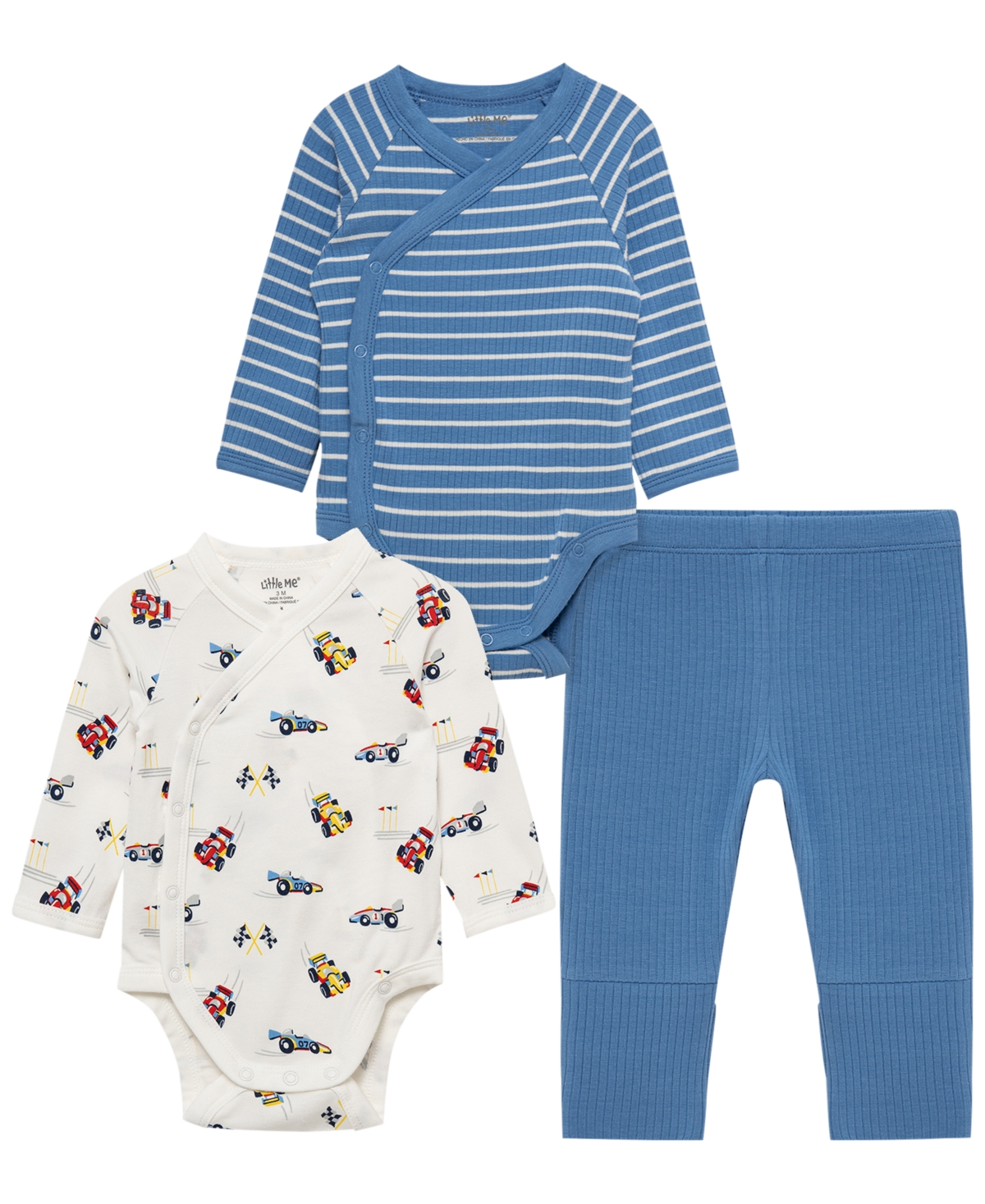 Little Me Baby Boys' Long-Sleeve Bodysuit and Pants, 3-Piece Set