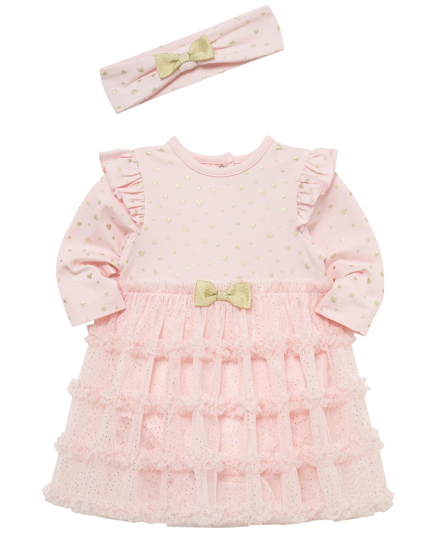 Детский комплект Little Me Heart Shine для девочки: платье-пачка и повязка, цвет: Розовый — фото 3