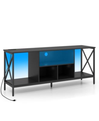 Modern TV Stand with LED Lights and Integrated Power Outlets