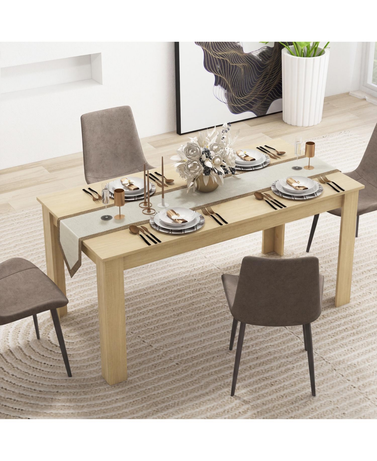 Slickblue Modern Rectangular Kitchen Table for Dining Room and Everyday Meals