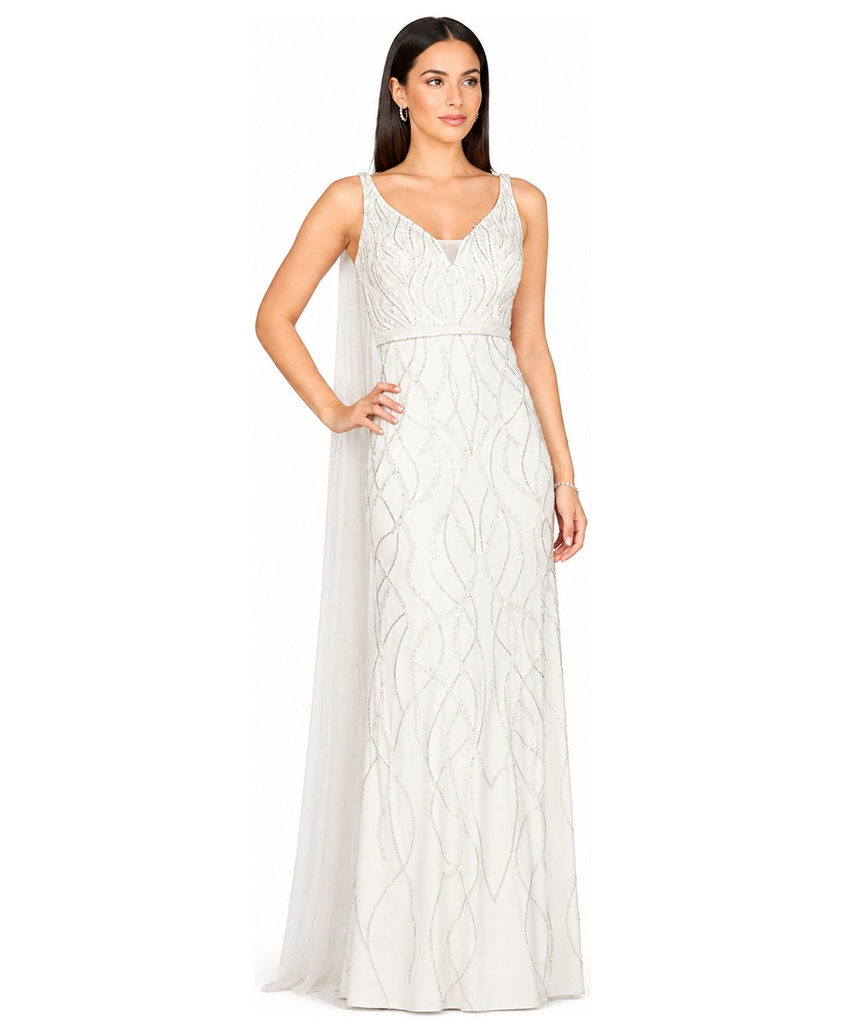 Lara Women's Beaded Wedding Gown with Cape view 5 — MAYCSS fashion products