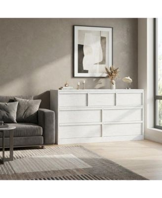 7-Drawer Wooden Storage Cabinet Wide Chest of Drawers with Large Storage for Bedroom, Farmhouse Organizer