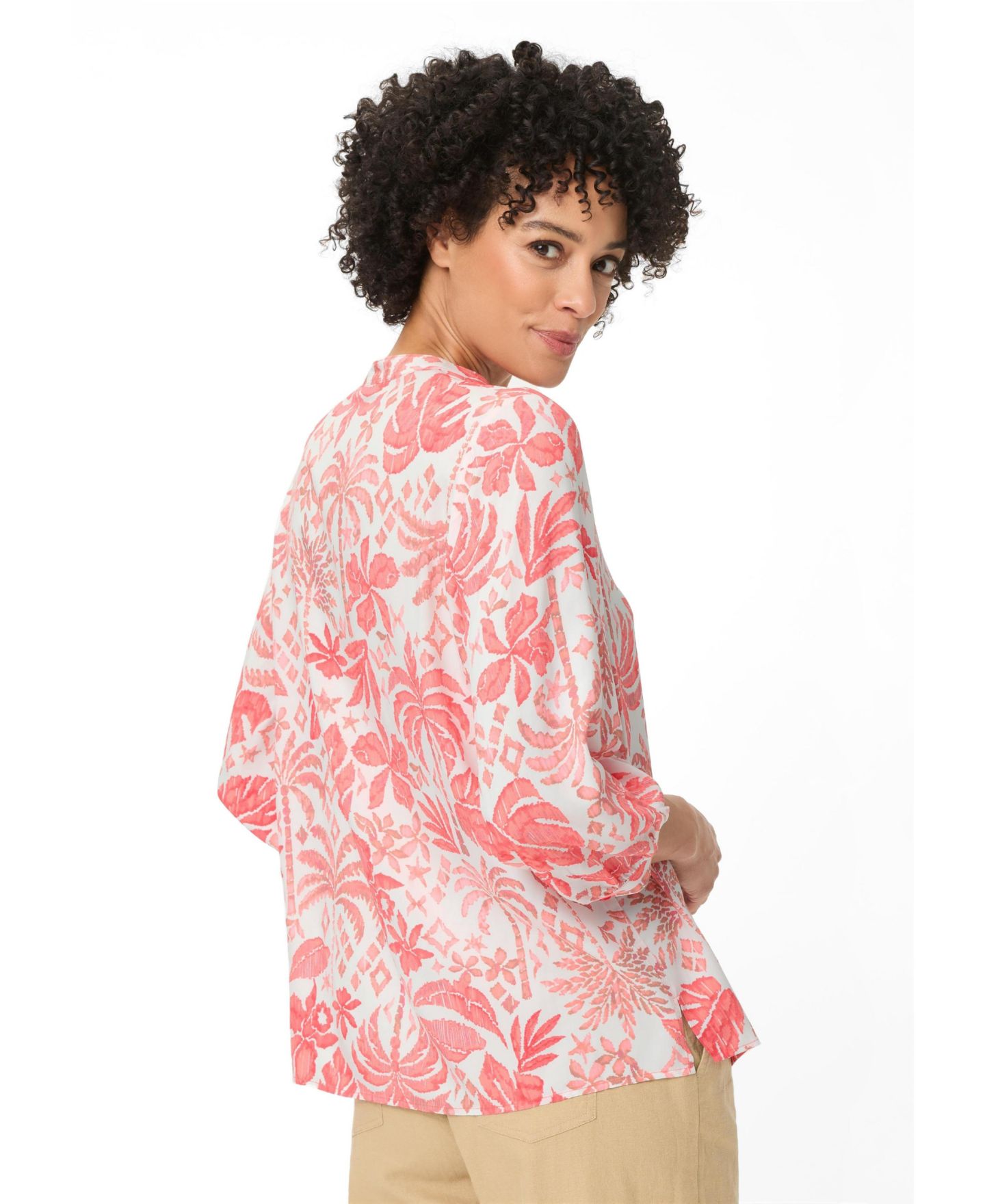 Женская рубашка Olsen Ornamental Botanic Print Tunic, цвет: Закатный оранжевый — фото 2